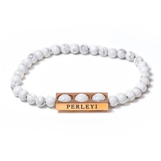 ADAMA Bracelet en Perle Howlite 04mm