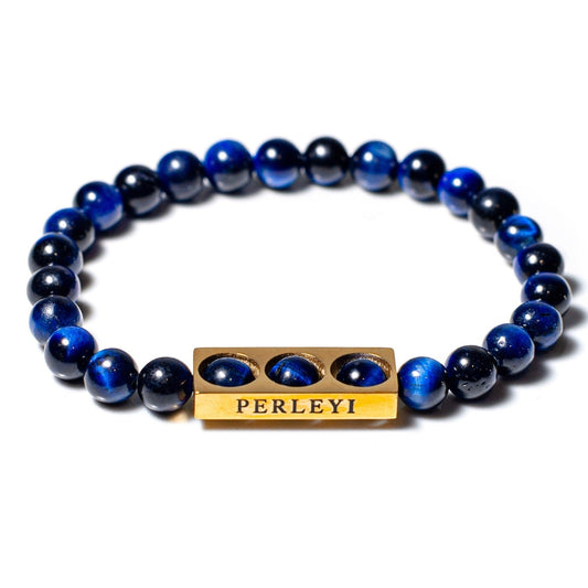 GUERITA Bracelet en perle Œil Tigre Bleu 06mm