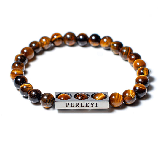 FARAH Bracelet en perle Œil Tigre Marron 06mm