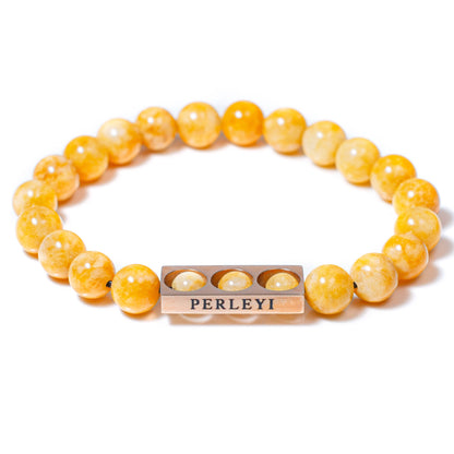 SINA Bracelet en Perle Calcédoine jaune 08mm