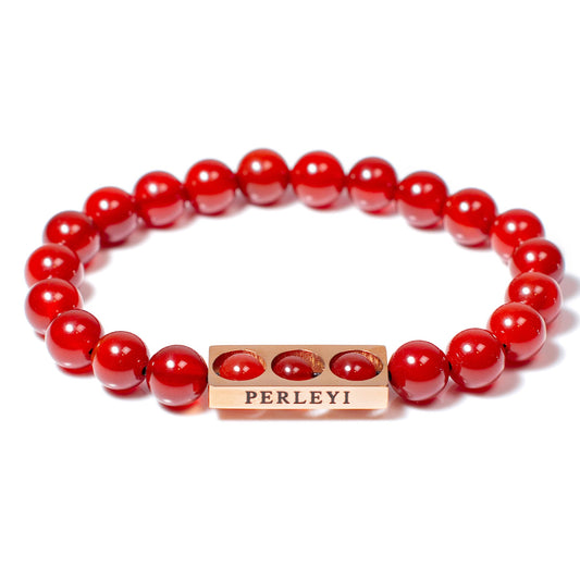 LUCA Bracelet en Perle Cornaline 08mm