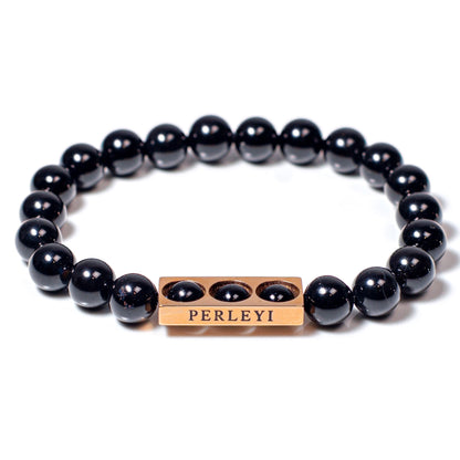 THANDO Bracelet en Perle Onyx 08mm