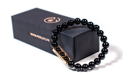 THANDO Bracelet en Perle Onyx 08mm