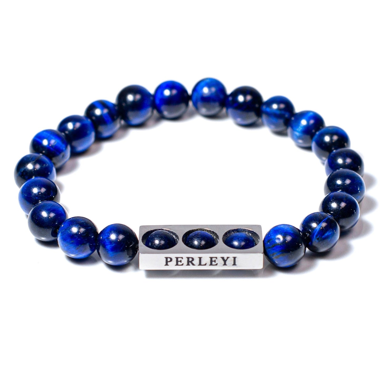 KASIA Bracelet en perle Œil de Tigre Bleu 08mm