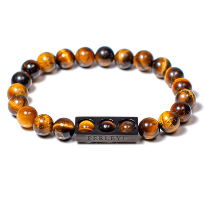 LINH Bracelet en perle Œil Tigre Marron 08mm