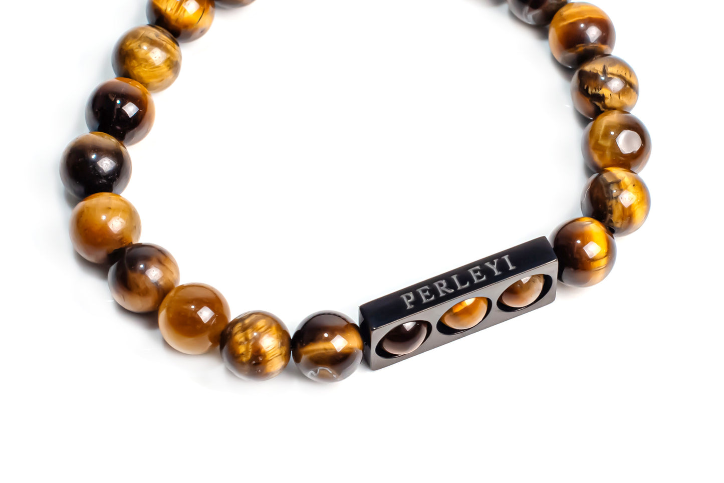 LINH Bracelet en perle Œil Tigre Marron 08mm