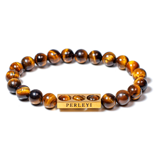 VANESSA Bracelet en Perle Œil de Tigre Marron 08mm