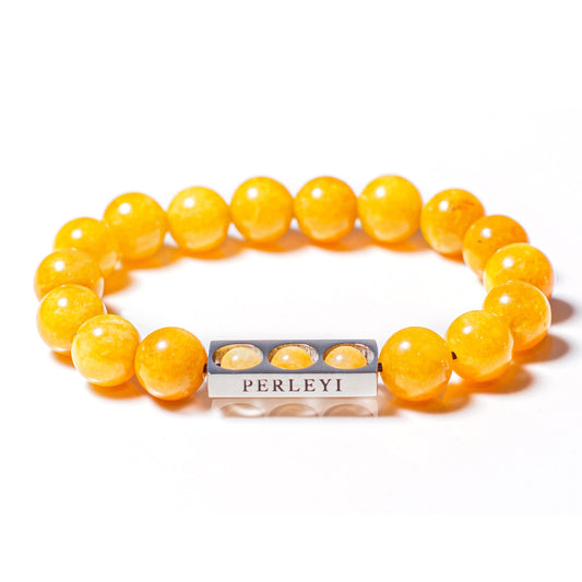 AMINA Bracelet en Perle Calcédoine jaune 10mm