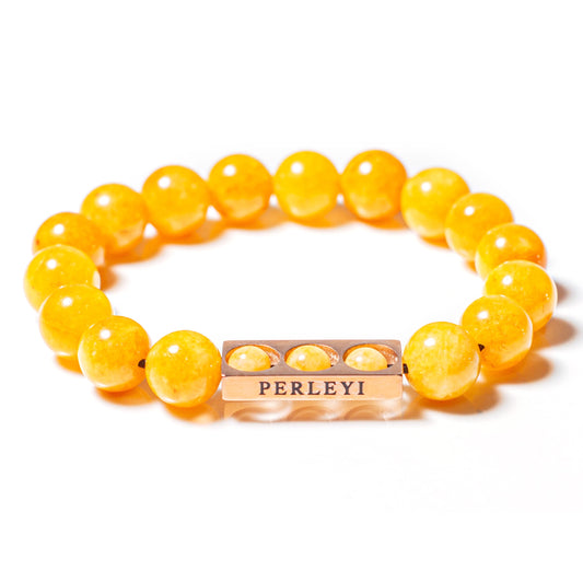 KIYA Bracelet en Perle Calcédoine jaune 10mm