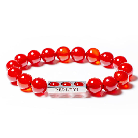 RÉGINE Bracelet en Perle Cornaline 10mm