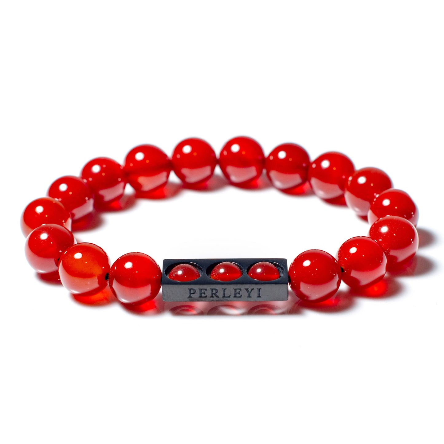 SAMUEL Bracelet en Perle Cornaline 10mm