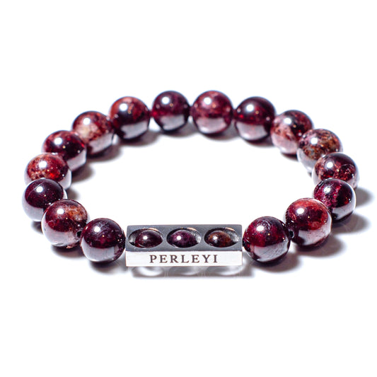 YVES Bracelet en Perle Grenat 10mm