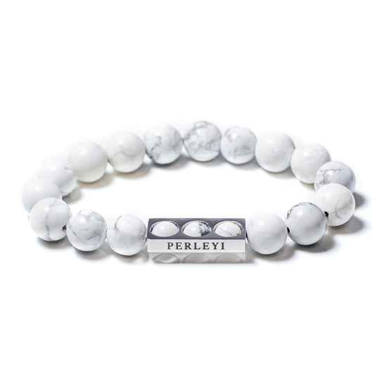 LÉONIE Bracelet en Perle Howlite 10mm