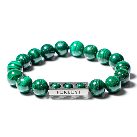 AMADOU Bracelet en Perle Malachite 10mm