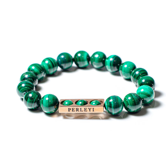 VICTORIA Bracelet en Perle Malachite 10mm