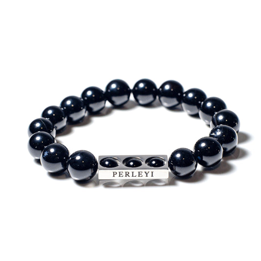 MOSANE Bracelet en Perle Onyx 10mm