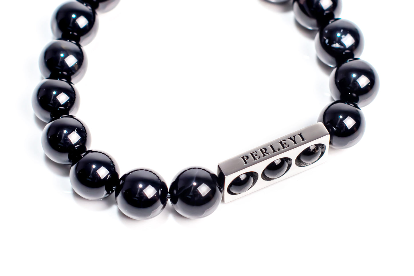 MOSANE Bracelet en Perle Onyx 10mm