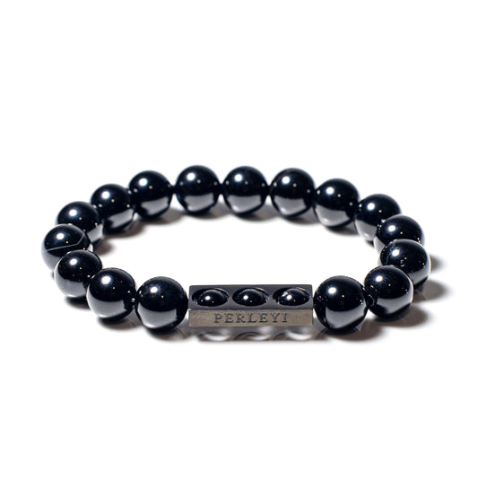 MAKHTAR Bracelet en Perle Onyx 10mm