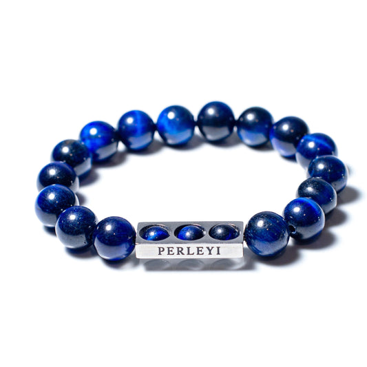 ABEQUA Bracelet en perle Œil de Tigre Bleu 10mm