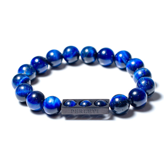 CHARLES Bracelet en perle Œil de Tigre Bleu 10mm