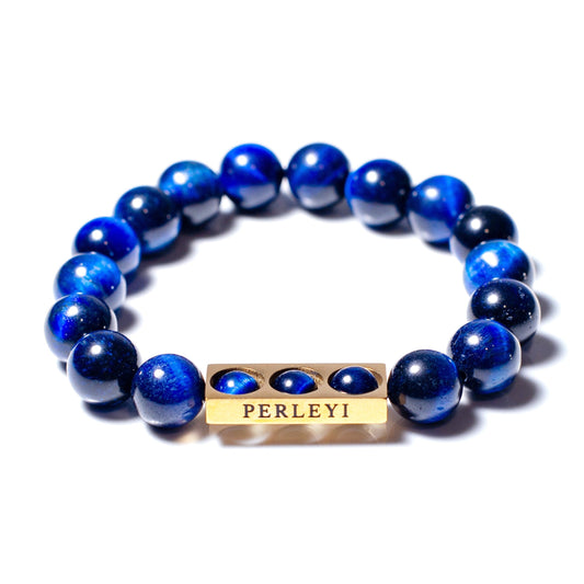 ANASTASIA Bracelet en perle Œil de Tigre Bleu 10mm