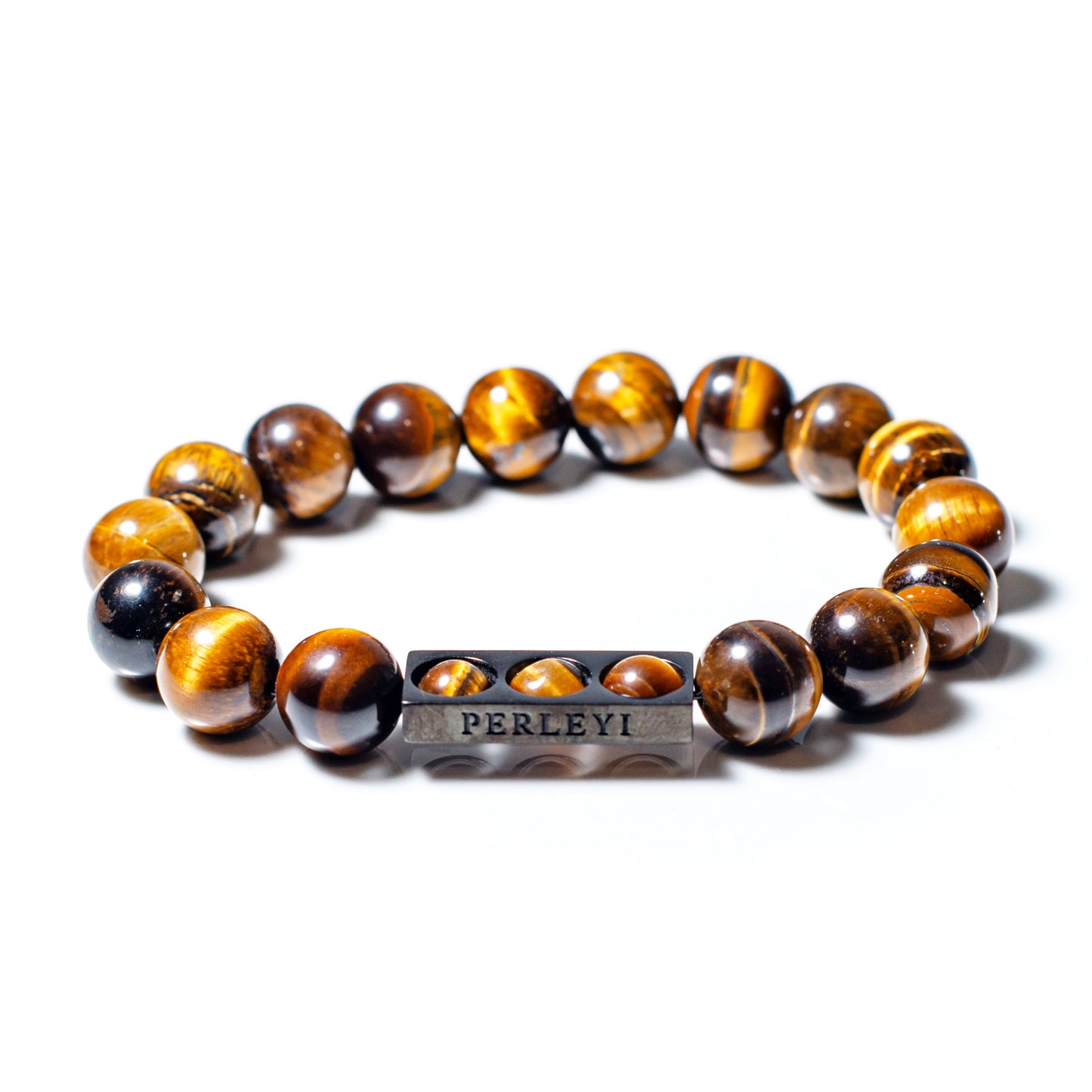 IBOU Bracelet en perle Œil Tigre Marron 10mm