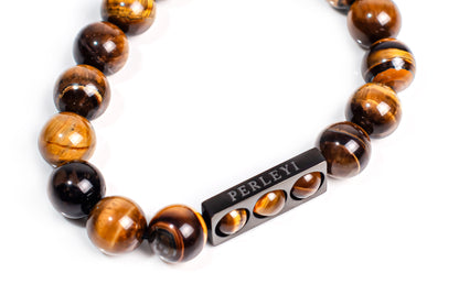 IBOU Bracelet en perle Œil Tigre Marron 10mm