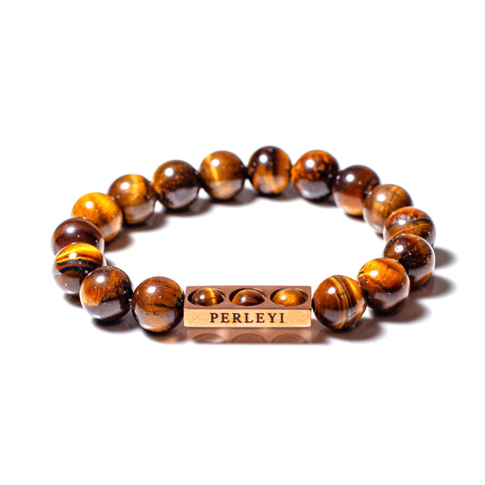 HARPER Bracelet en perle Œil Tigre Marron 10mm