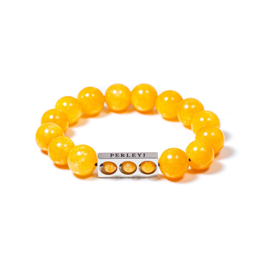 EMAN Bracelet en Perle Calcédoine jaune 12mm